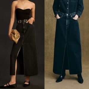 Anthropologie AGOLDE Leif Denim Black Long Maxi Skirt